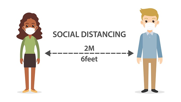 distanziamento sociale di almeno 2 metri